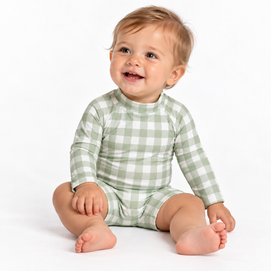 Sage Gingham Swimsuit Unisex