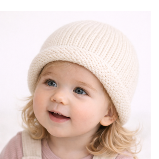 Rolled Hem Beanie- Cream