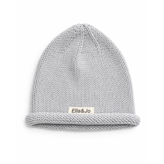 Rolled Hem Beanie- Ice grey