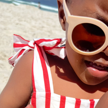 Load image into Gallery viewer, Red Stripe Knot Romper
