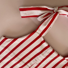 Load image into Gallery viewer, Red Stripe Knot Romper
