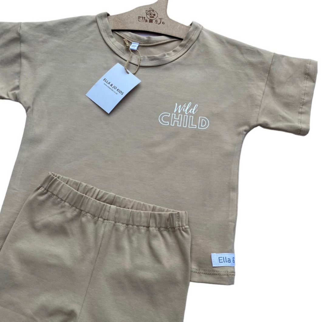 Wild Child Bike Shorts & Drop Shoulder Set