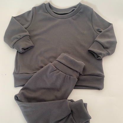 Rib Lounge Set - Charcoal