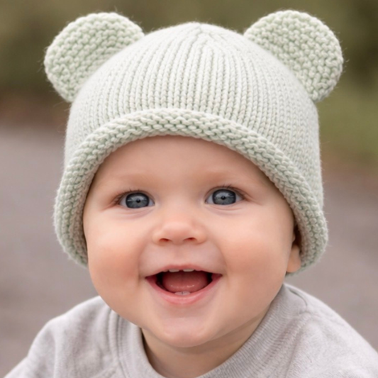 Bear Beanie Rolled hem - Sage