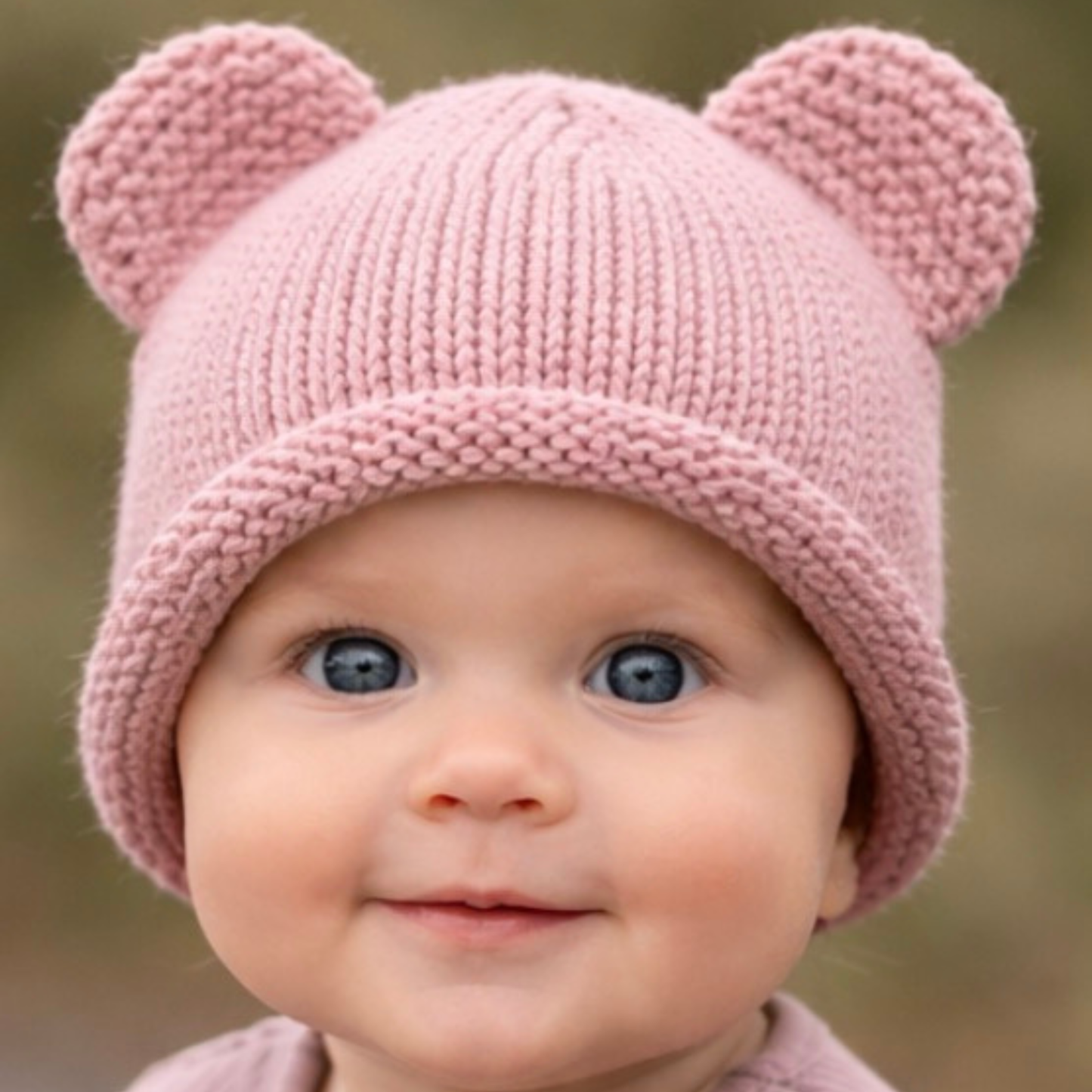 Bear Beanie Rolled hem - Dusty pink