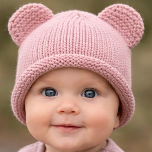 Bear Beanie Rolled hem - Dusty pink
