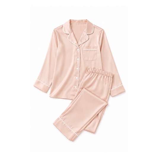 Satin Pyjama's - Champaign Long Sleeve