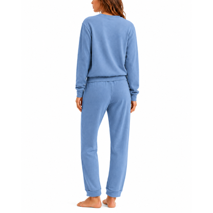 Rib Lounge Set Charcoal- Powder Blue