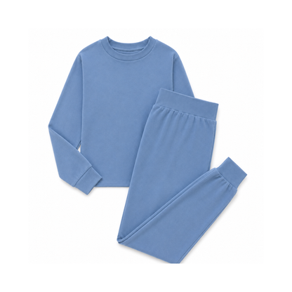 Rib Lounge Set Charcoal- Powder Blue
