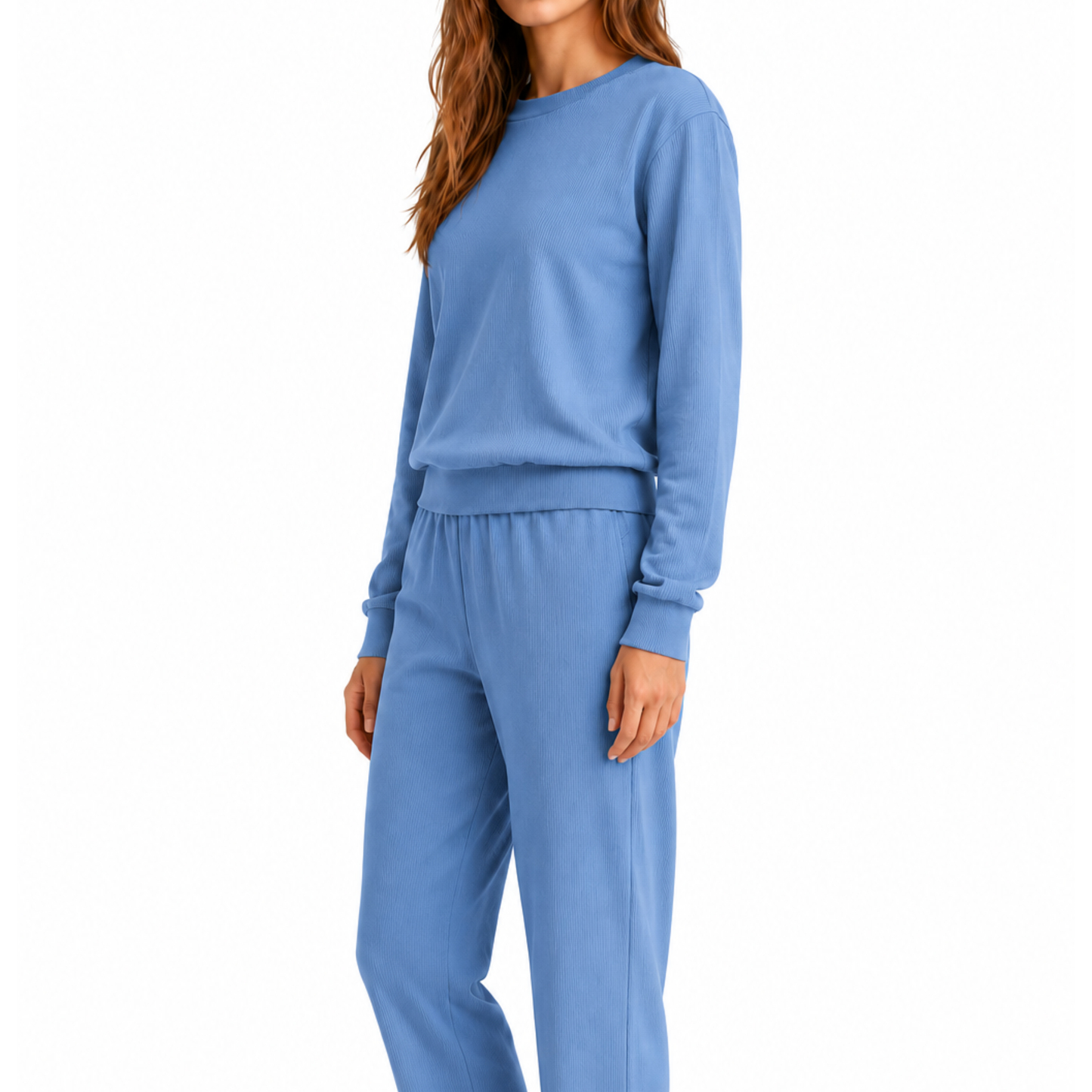 Rib Lounge Set Charcoal- Powder Blue