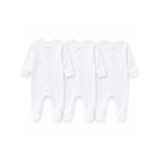 Footed romper - White (3pack)