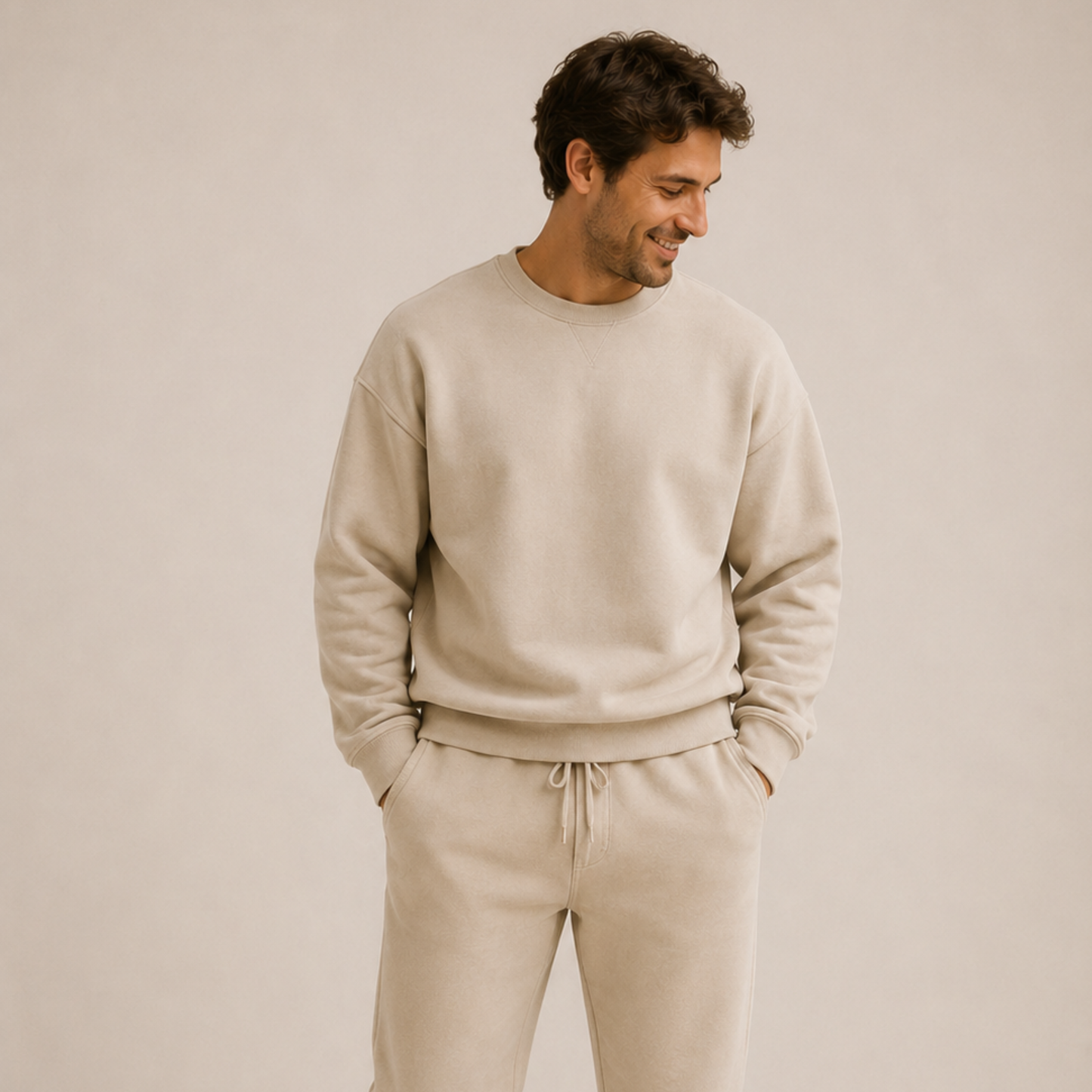 Brushed Fleece Tracksuit set - Beige men's