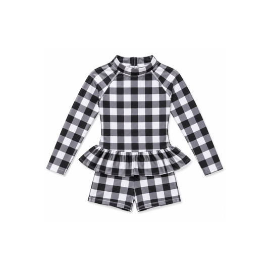 Black Gingham Frilly Swimsuit