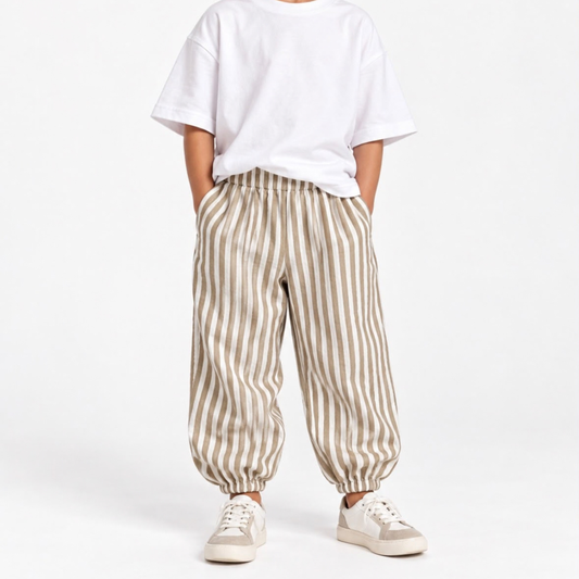 Bubble Pant - Stripe Beige Unisex