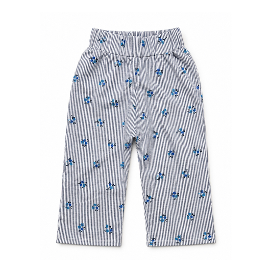 Wide leg - Stripe Blue Flower