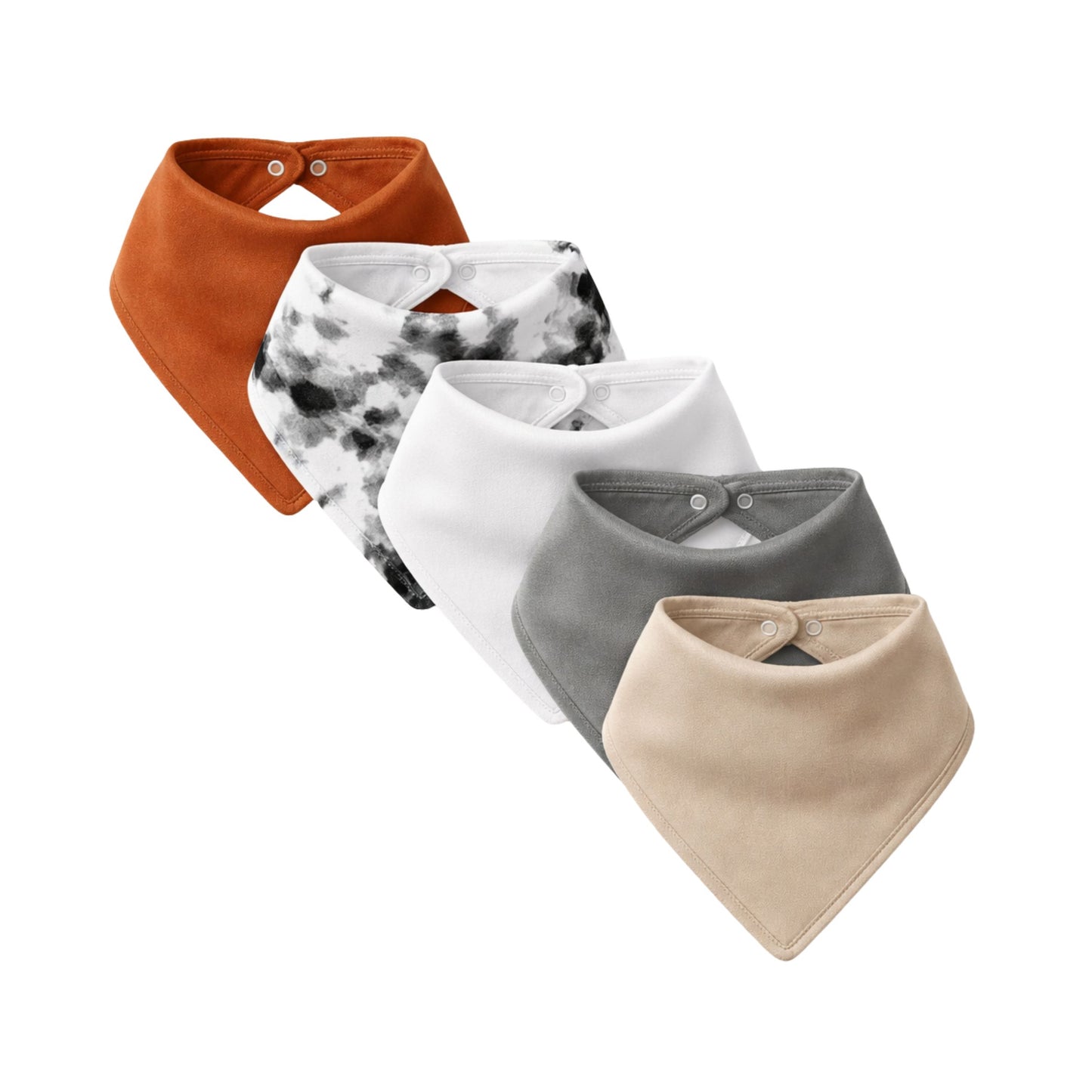 Bandana Bib 5pack- rust/smudge