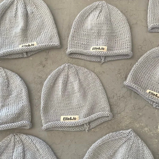Rolled Hem Beanie- Ice grey