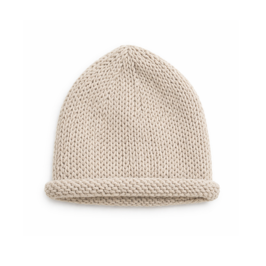 Rolled Hem Beanie- stone