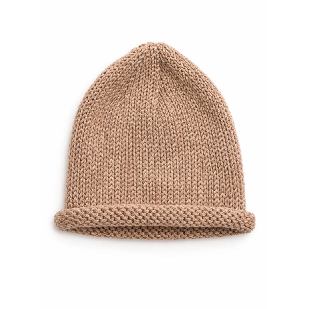 Rolled Hem Beanie- Beige