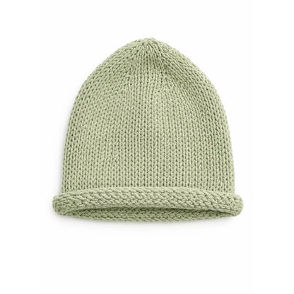 Soft sage green knit beanie with folded cuff, cozy winter hat for kids or adults