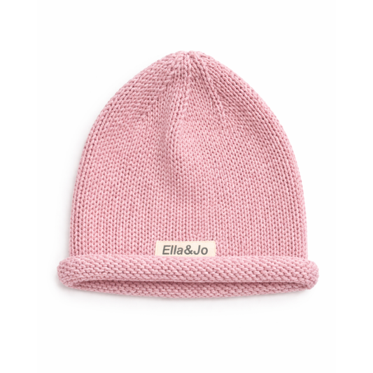 Rolled Hem Beanie- Dusty Pink