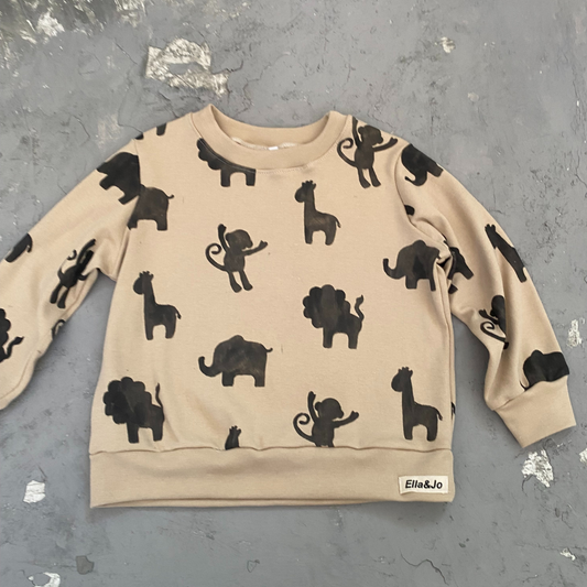 Wild Animals Sweater Stone - Ella and Jo