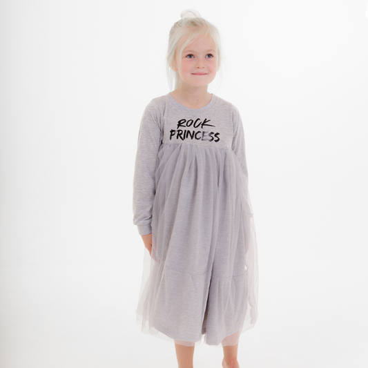 Rock Princess Dress + Headband Grey Melange