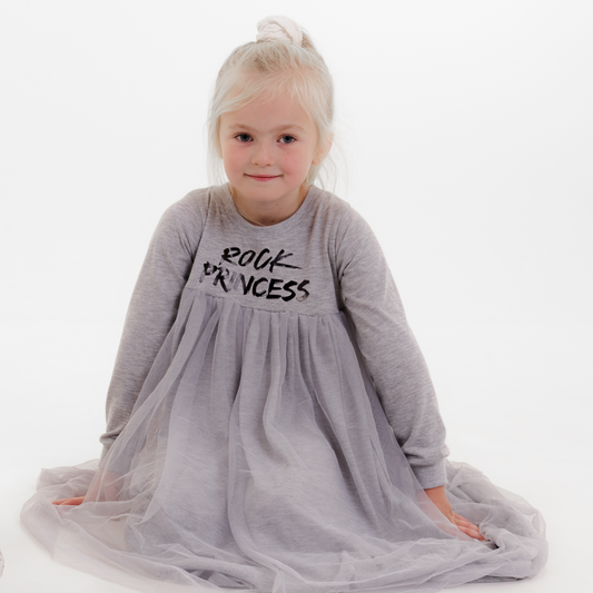 Rock Princess Dress + Headband Grey Melange