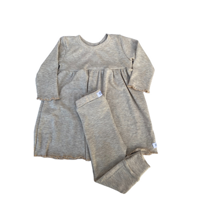 Paisley Dress, Tights + Headband set - Pebble