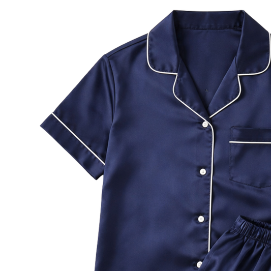 Satin Pyjama's - Navy Blue