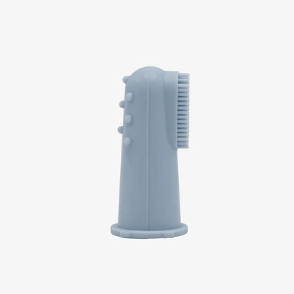 Soft silicone baby toothbrush with gentle bristles and massaging nubs for teething comfort