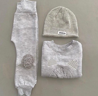 Bear Tracksuit with Knitted Beanie - Ella and Jo