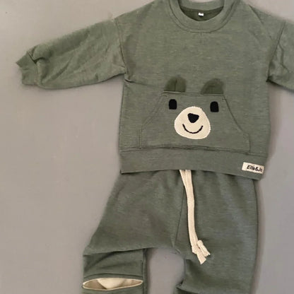Khaki Bear Tracksuit - Ella and Jo
