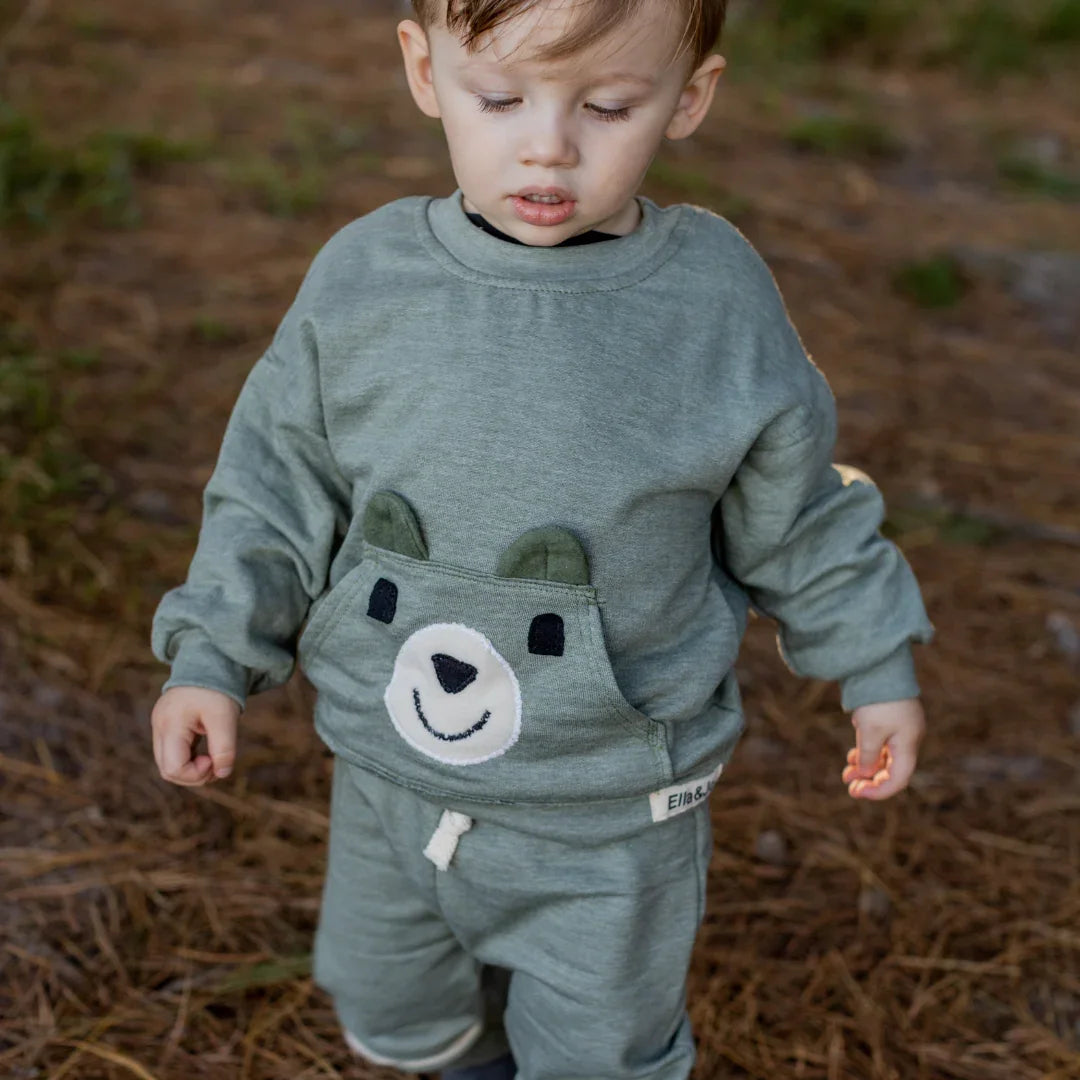Khaki Bear Tracksuit - Ella and Jo