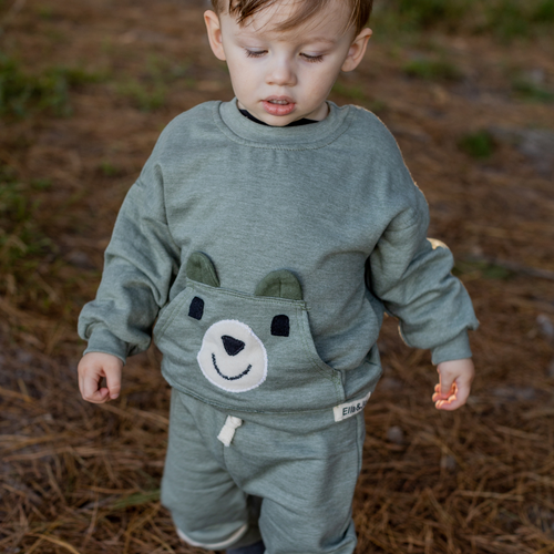 Khaki Bear Tracksuit - Ella and Jo