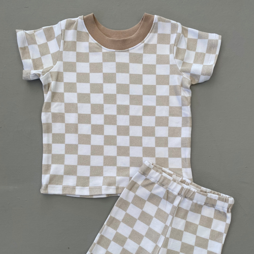 T-Shirt & Bicycle Shorts Set - Check - Ella and Jo