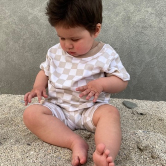 T-Shirt & Bicycle Shorts Set - Check - Ella and Jo