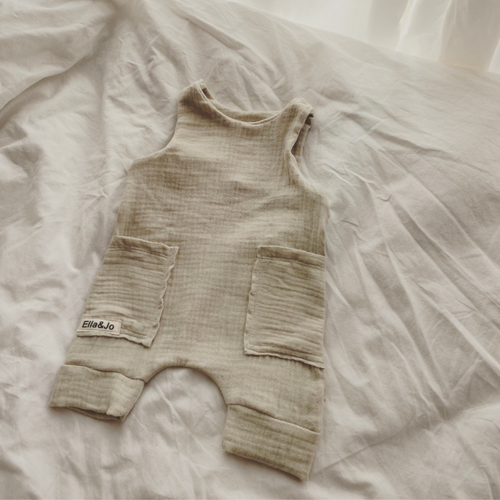 Stone Square Pocket Muslin Romper - Ella and Jo